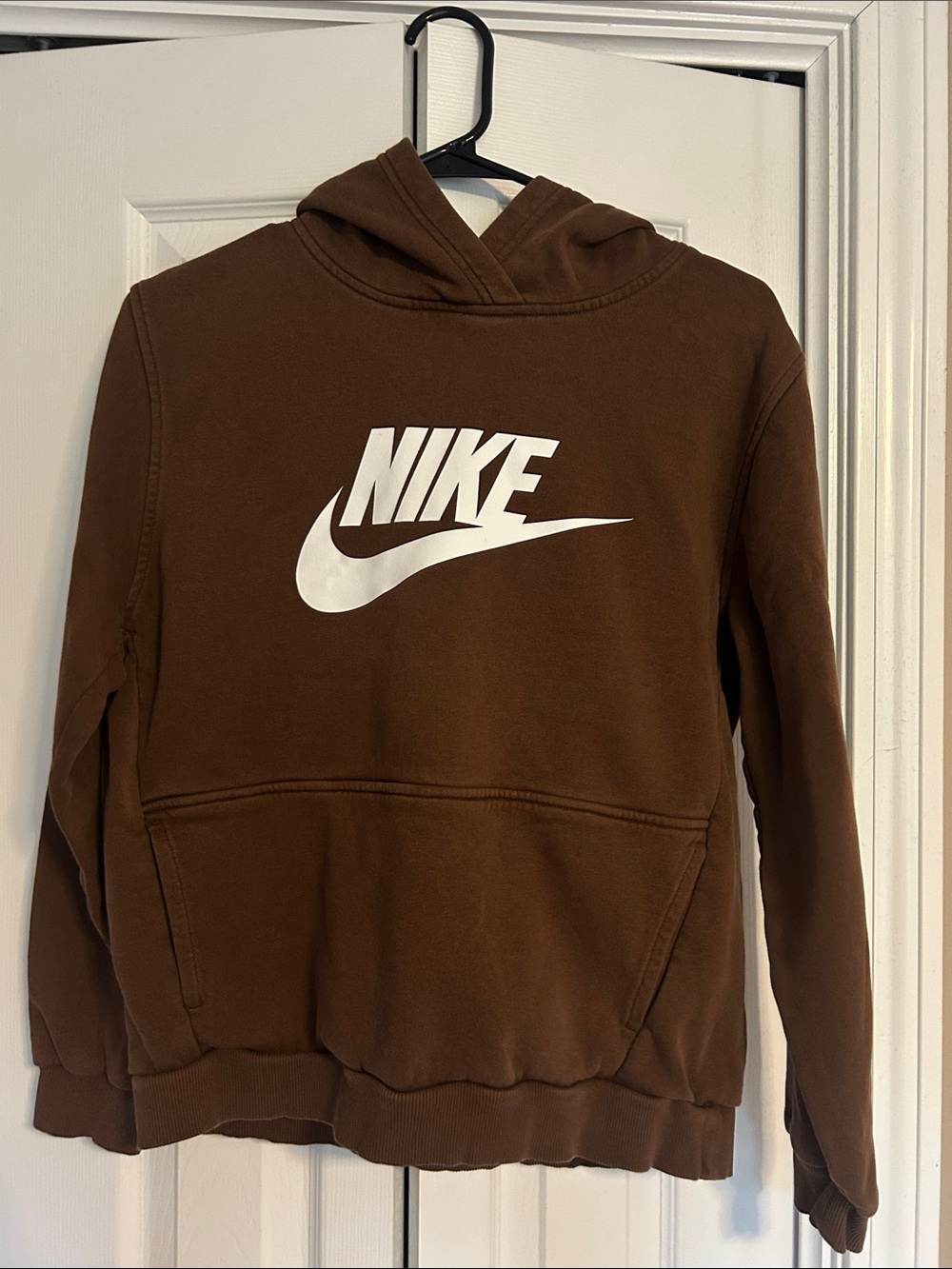 Nike Brown Crewneck Hoodie with White Swoosh Logo